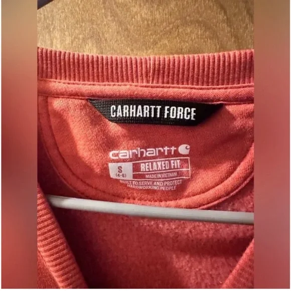 Carhartt Women's Force Relaxed Fit Lightweight Sweatshirt Desert Orange Heather - Picture 3 of 5